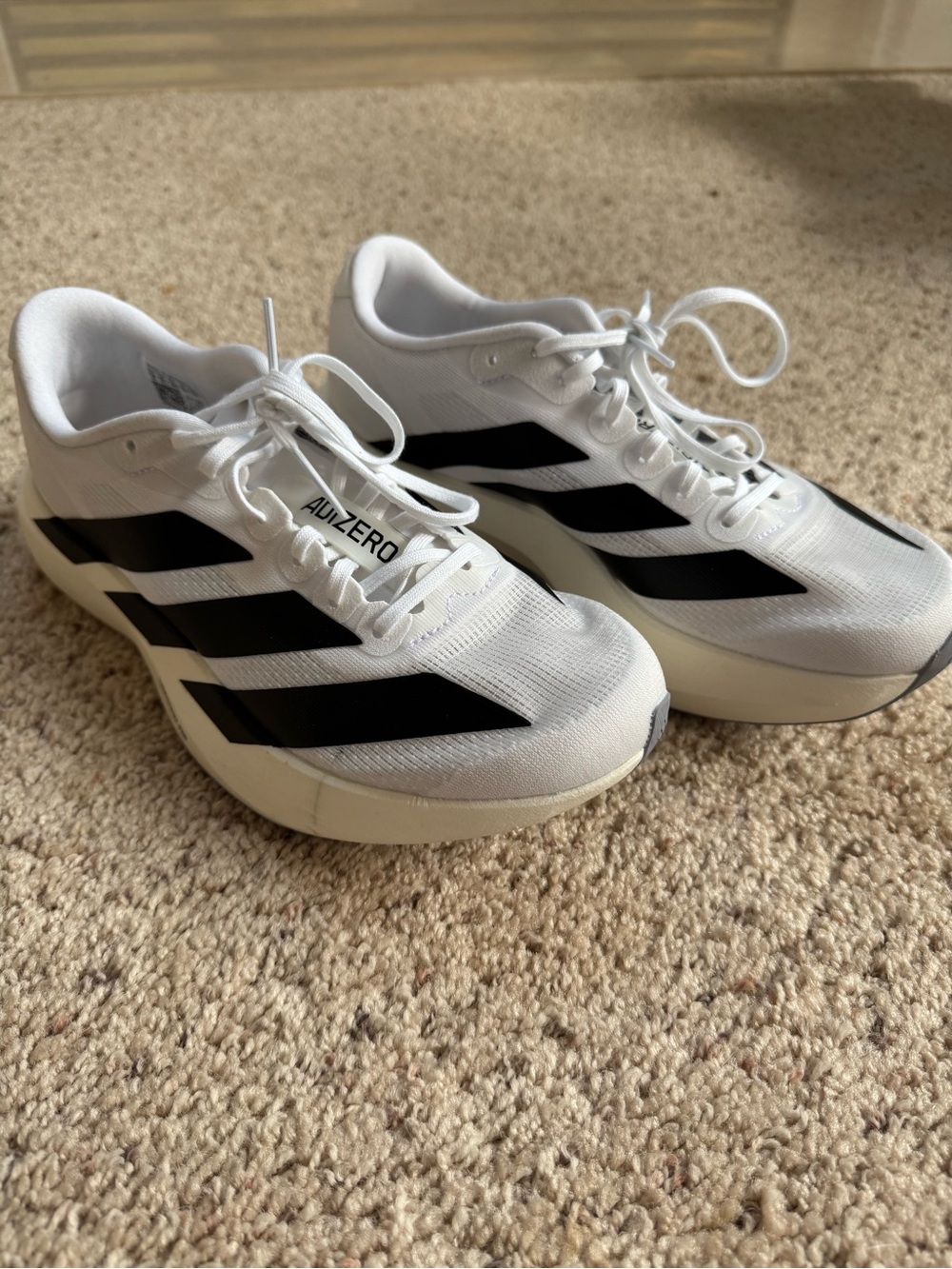 adidas Adizero White and Black womens Athletic Running Shoes